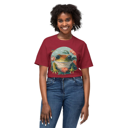 Vintage Frog Art T Shirt With Floral Full Color Print Unisex Tee