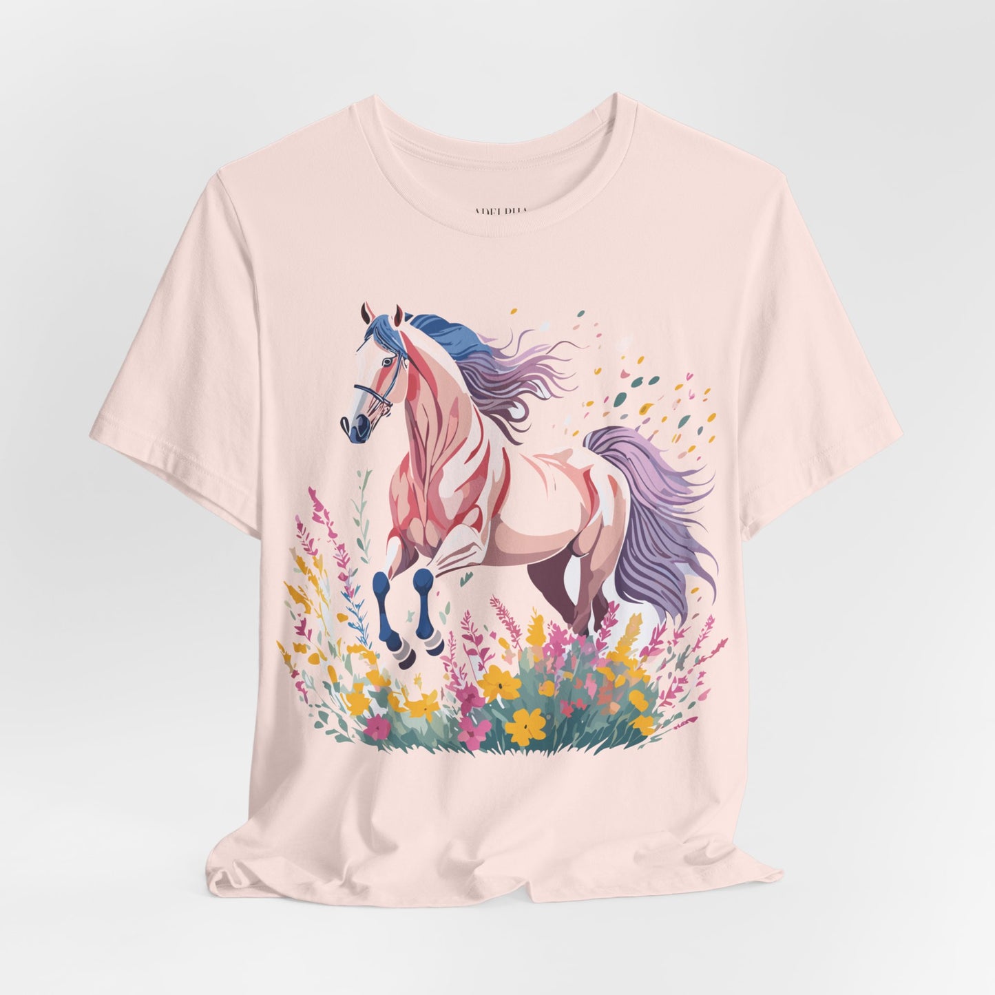 Natural Cotton Tee Shirt with Horse