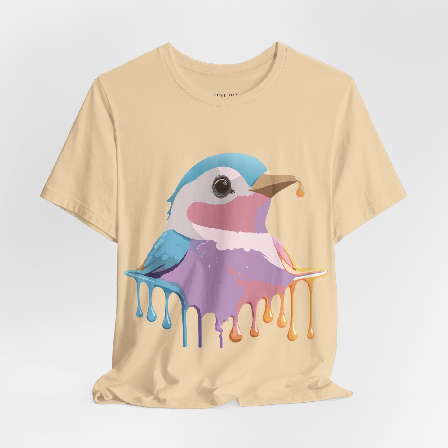 Natural Cotton Tee Shirt with Bird