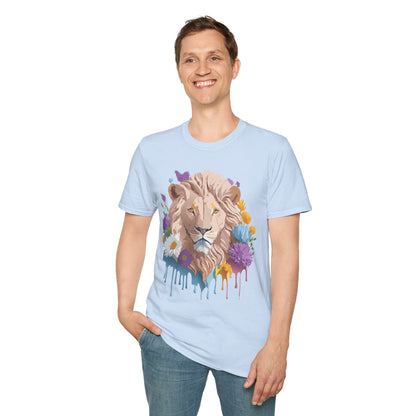 Lion Shirt Unisex Floral Lion Tee Gildan Softstyle 64000 Short Sleeve