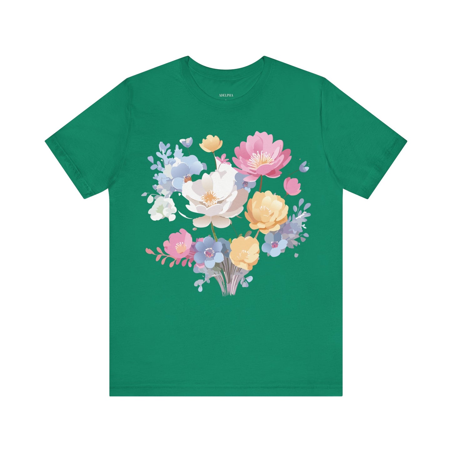 Natural Cotton Tee Shirt with Flowers