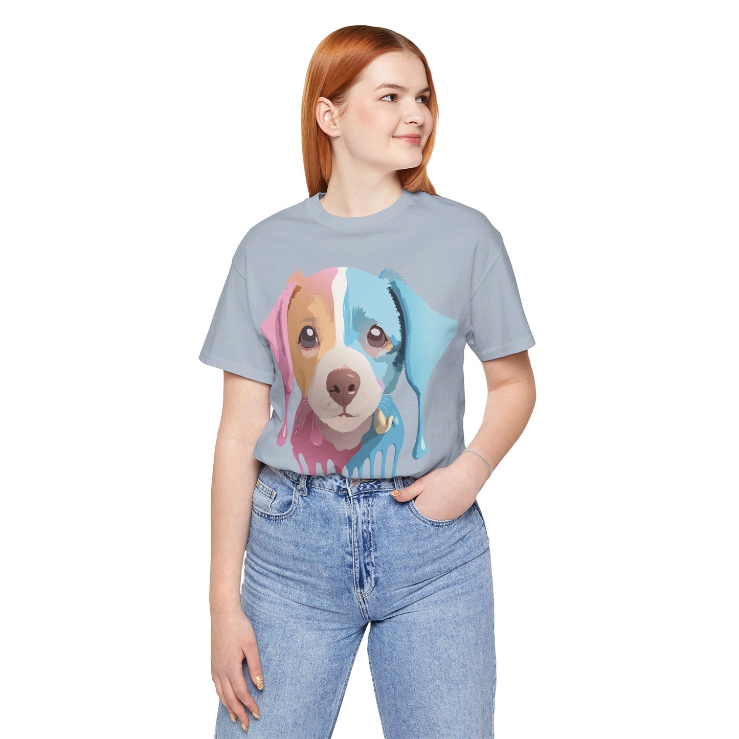 Natural Cotton Tee Shirt with Dog