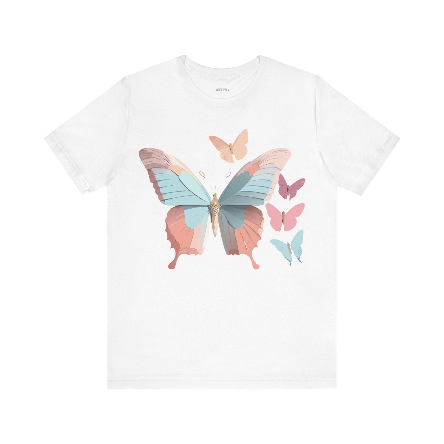 Natural Cotton Tee Shirt with Butterfly