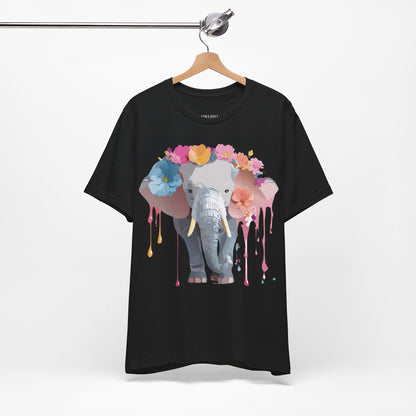 Natural Cotton Tee Shirt with Elephant Printify