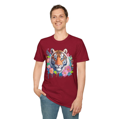 Tiger Themed Unisex Cotton Short Sleeve T Shirt Animal Print Tee
