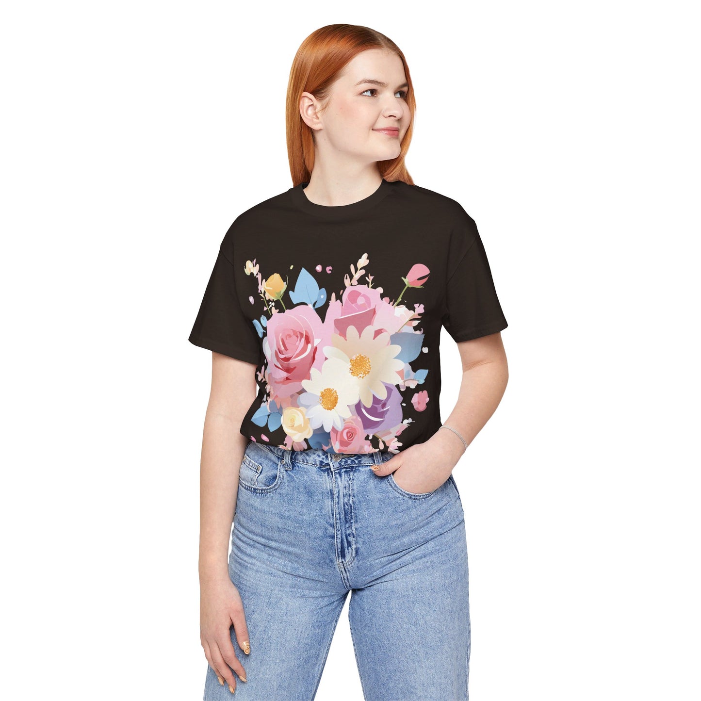 T-Shirt aus natürlicher Baumwolle mit Blumen