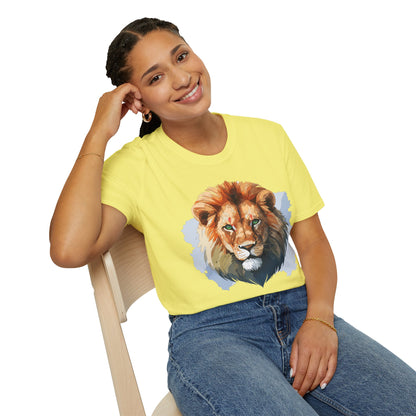 Lion Shirt Unisex Animal Tee Softstyle Gildan 64000 100 Percent Ring Spun Cotton