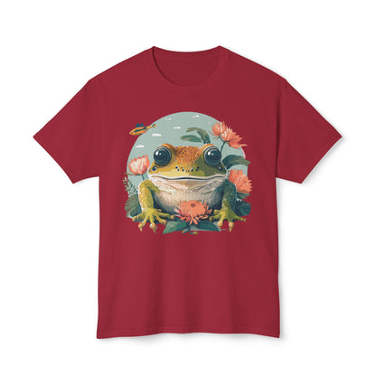 Vintage Frog Art T Shirt With Floral Full Color Print Unisex Tee