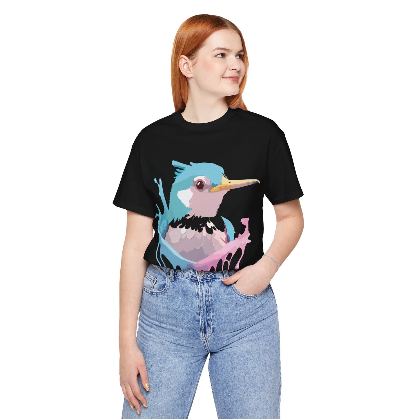 Natural Cotton Tee Shirt with Bird