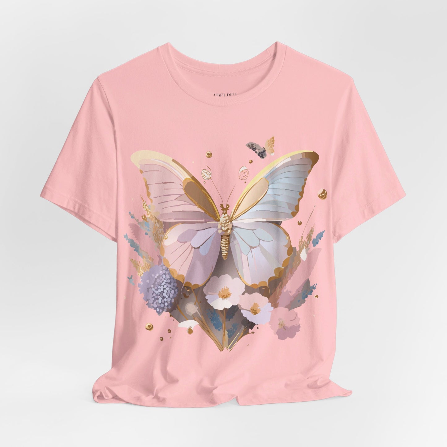 Natural Cotton Tee Shirt with Butterfly