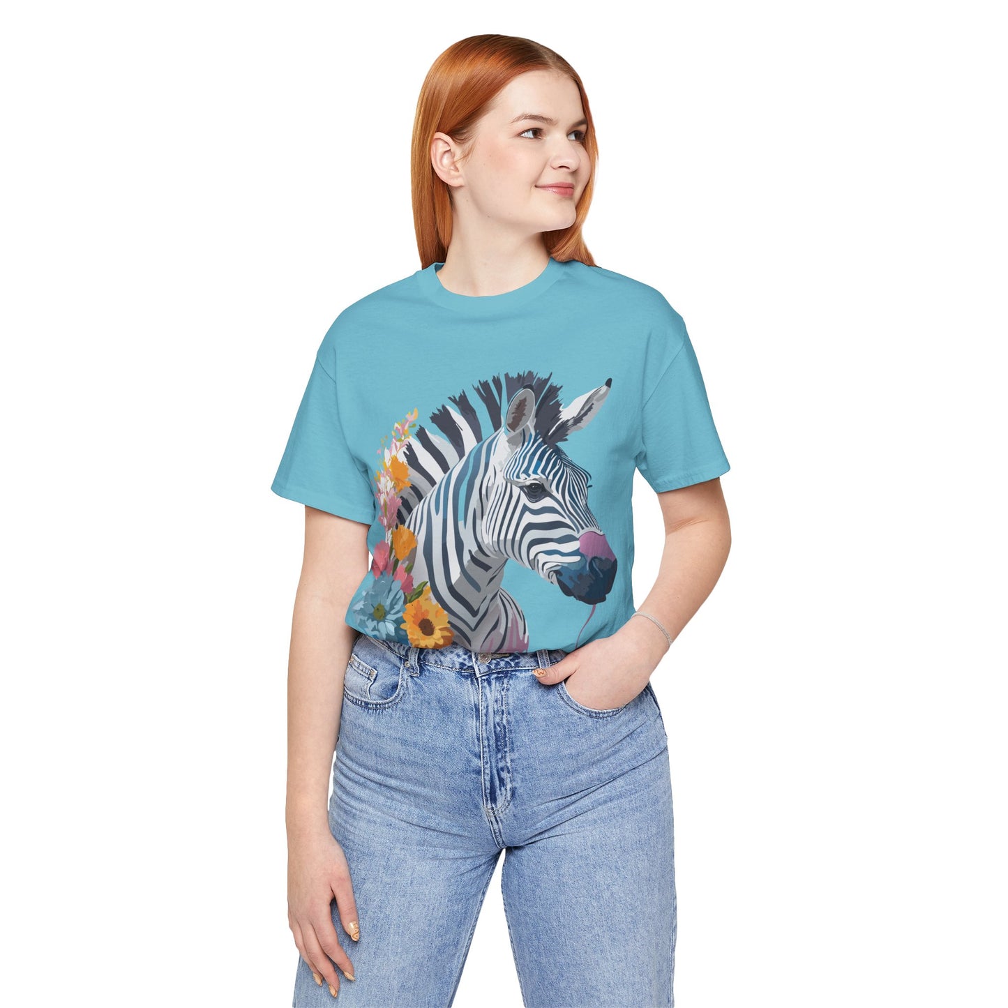 Natural Cotton Tee Shirt with Zebra