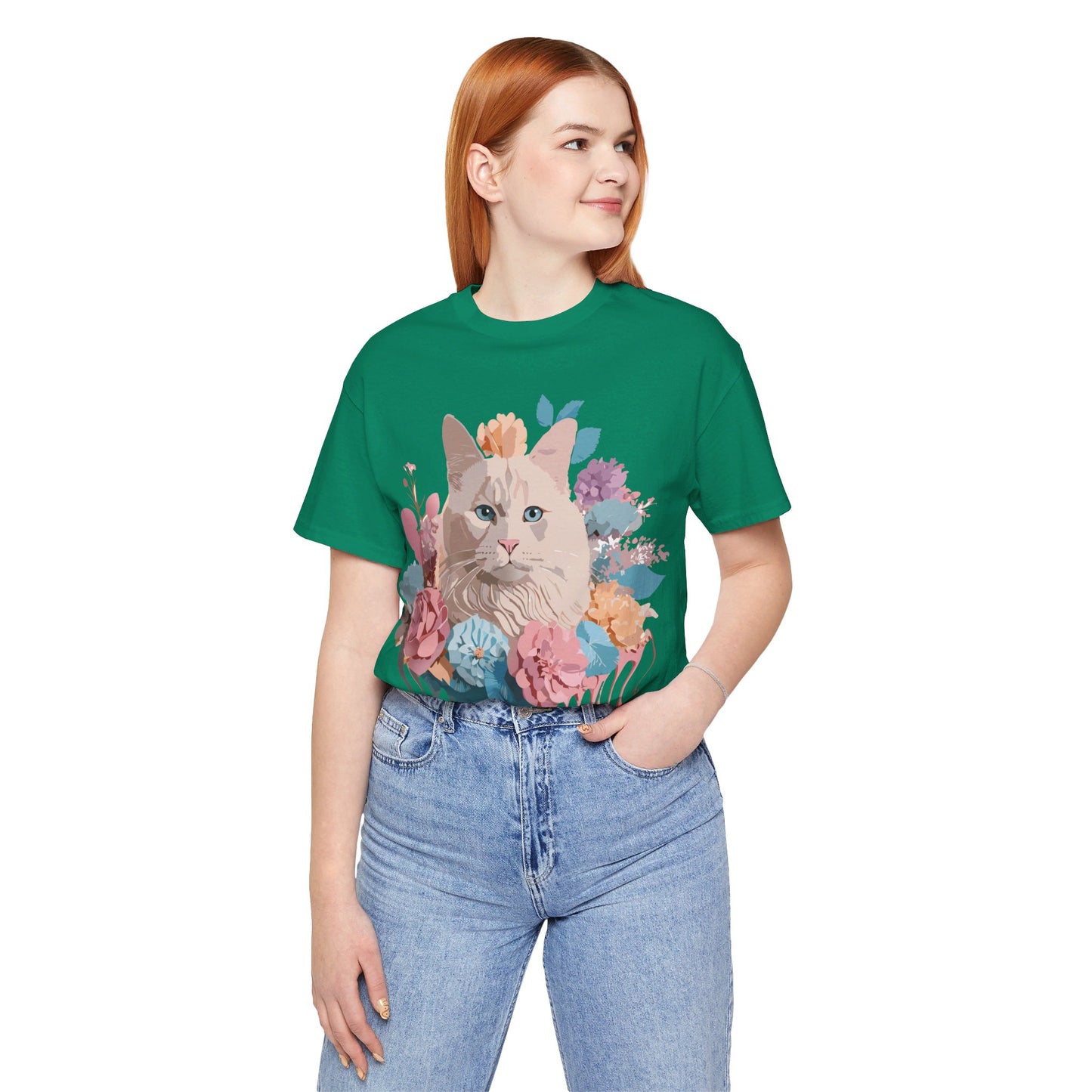 T-Shirt aus natürlicher Baumwolle mit Katze