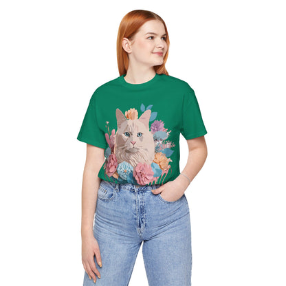 Natural Cotton Tee Shirt with Cat Printify