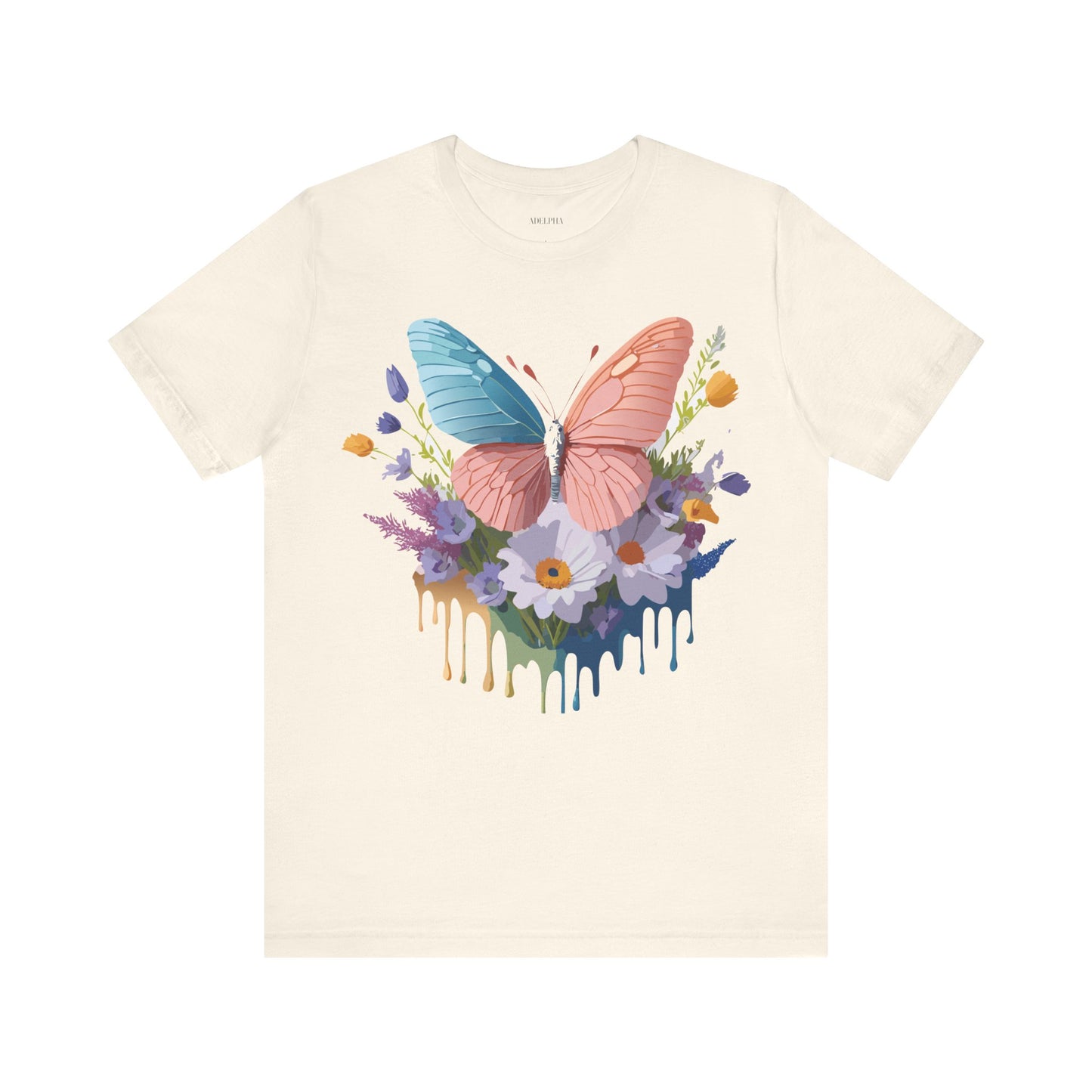 Natural Cotton Tee Shirt with Butterfly