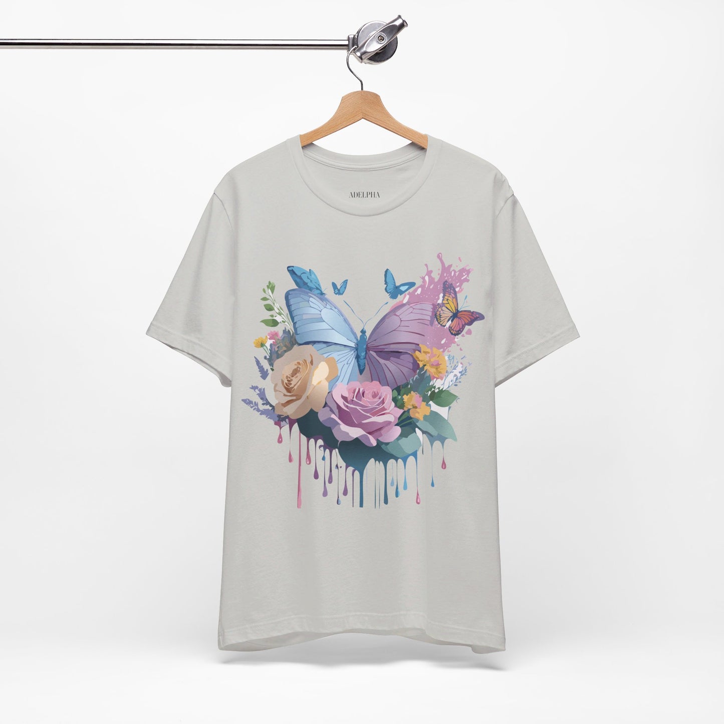 Natural Cotton Tee Shirt with Butterfly