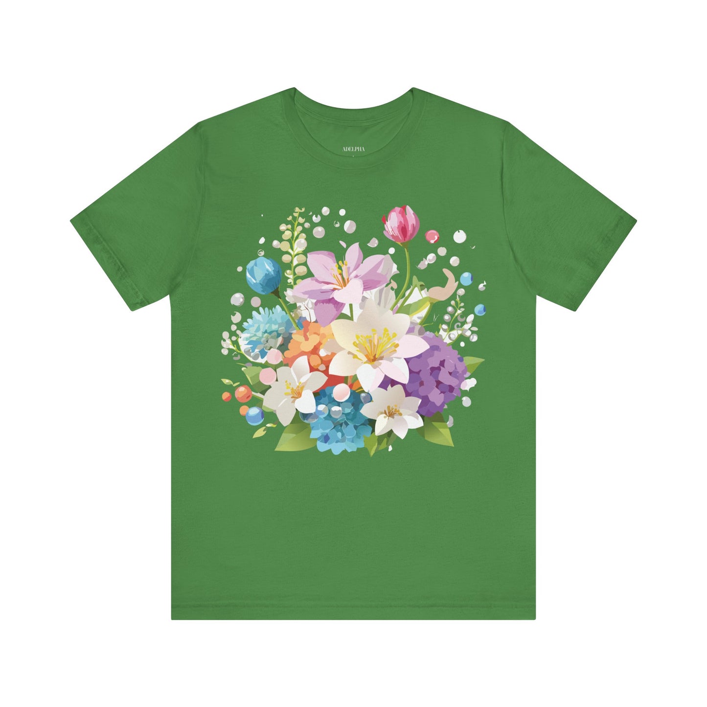 Natural Cotton Tee Shirt with Flowers