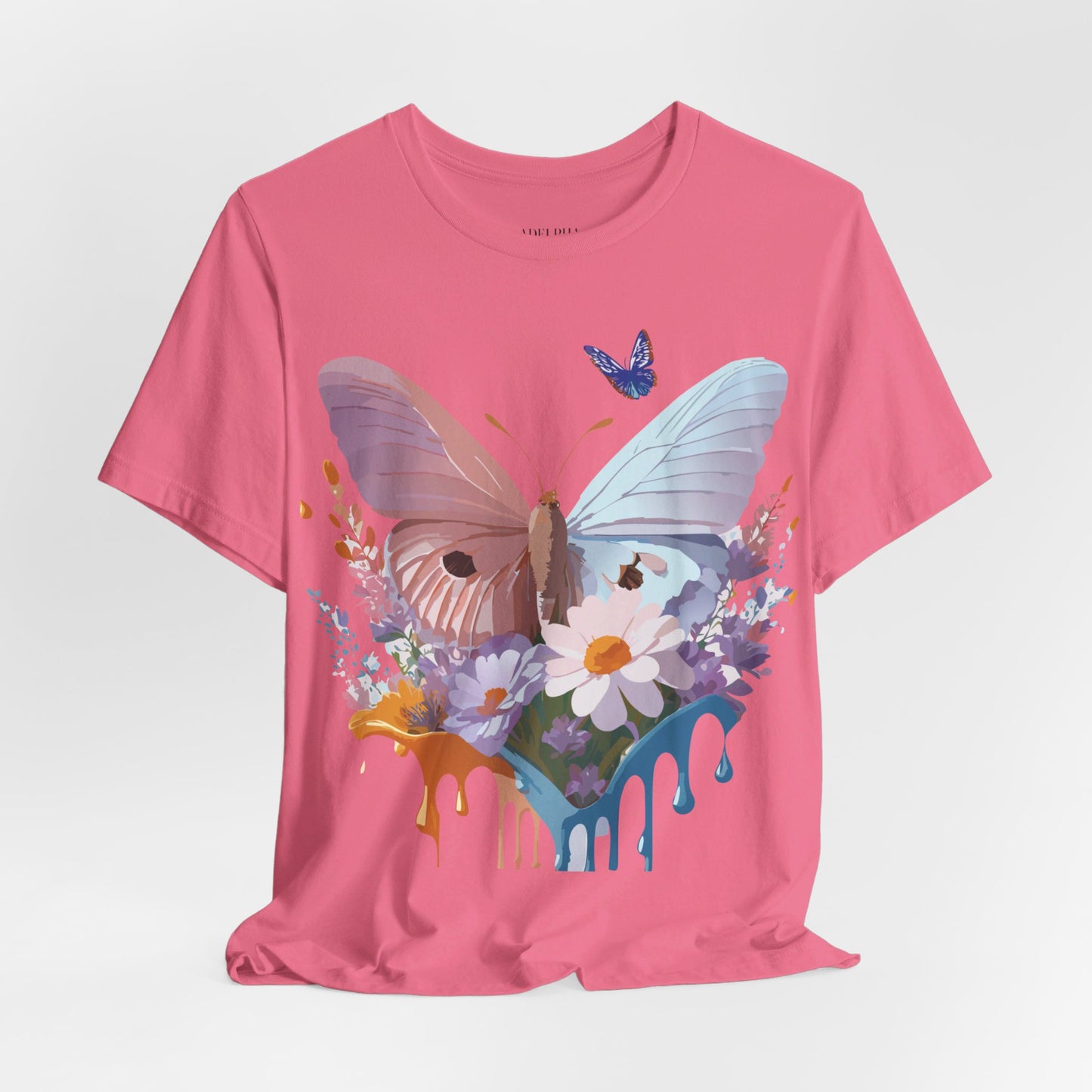 Natural Cotton Tee Shirt with Butterfly