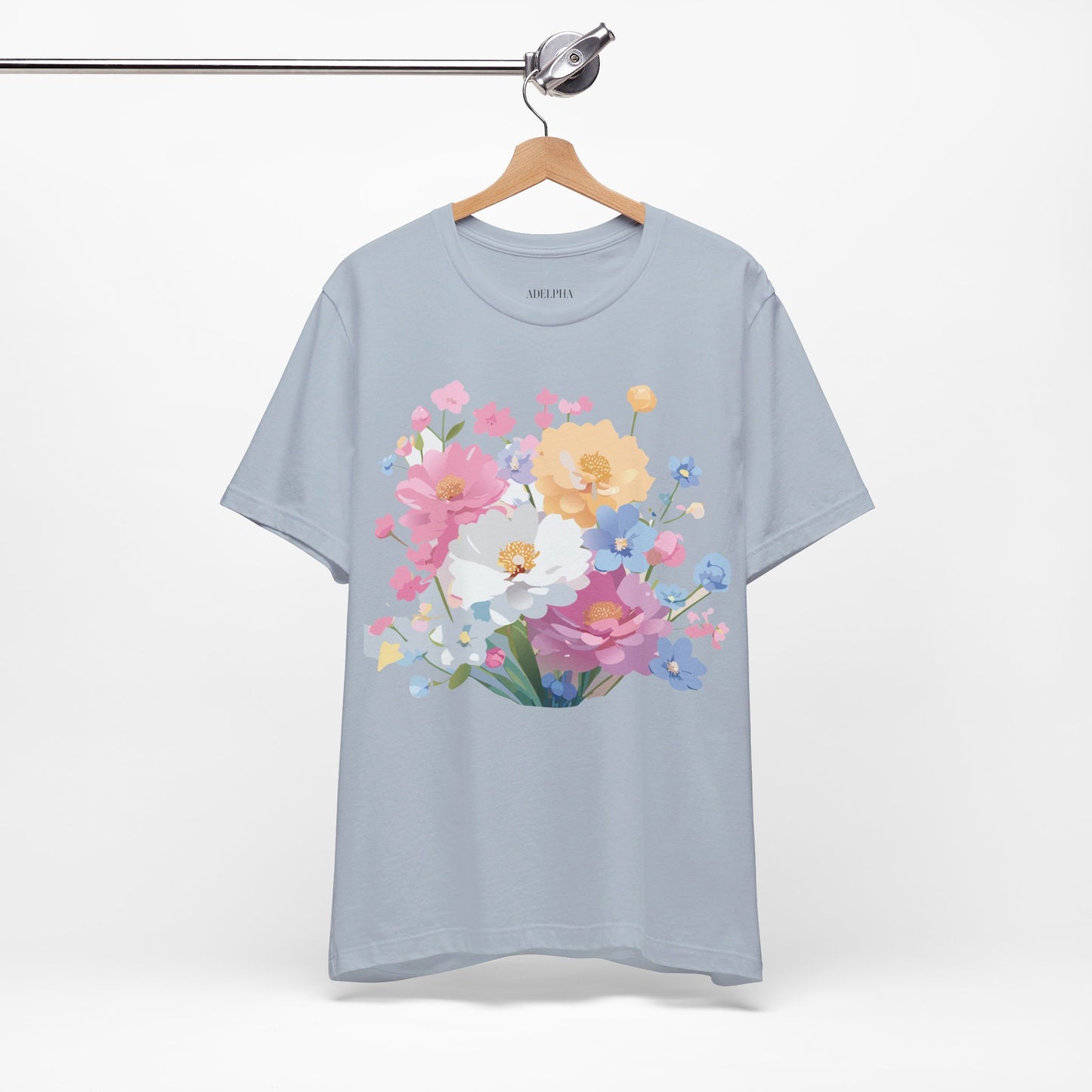 T-shirt en coton naturel avec fleurs