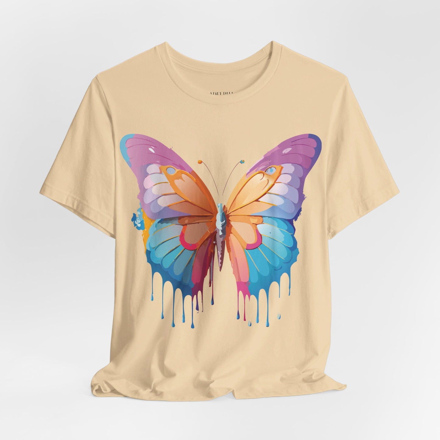 Natural Cotton Tee Shirt with Butterfly