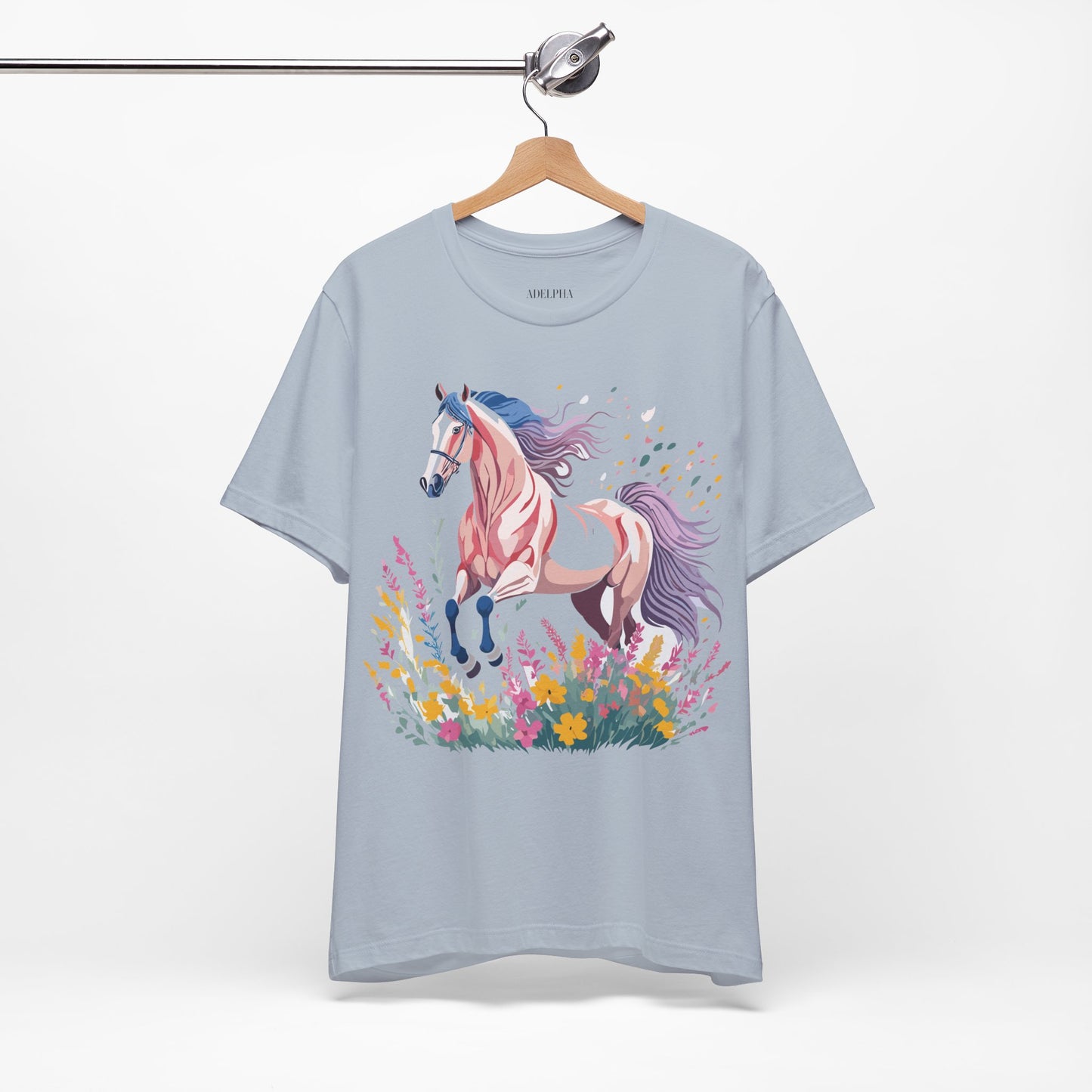 Natural Cotton Tee Shirt with Horse