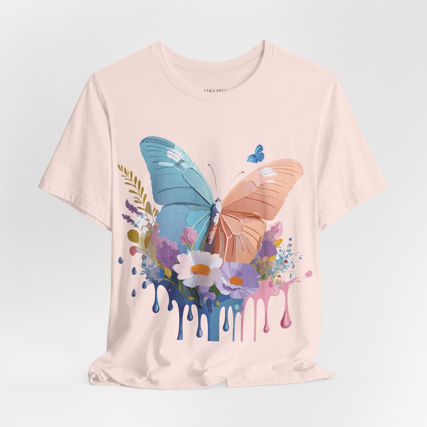 Natural Cotton Tee Shirt with Butterfly