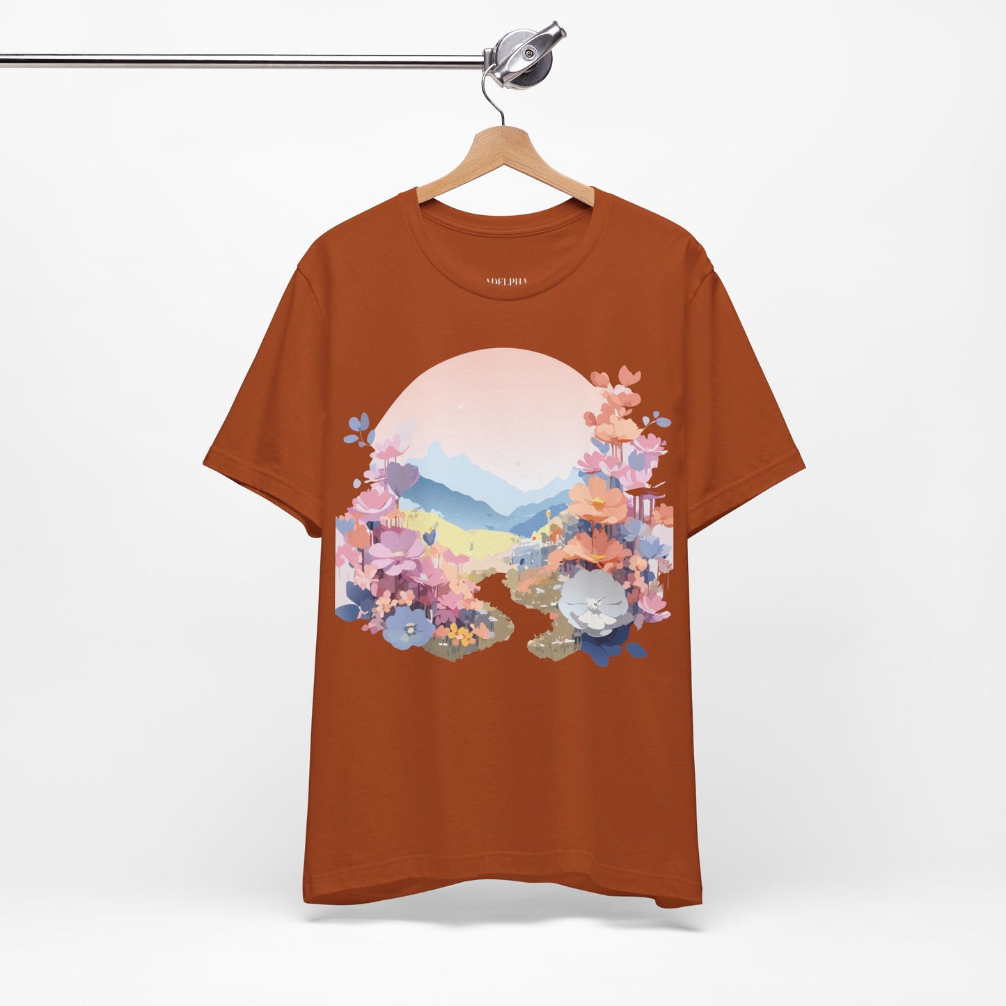 Natural Cotton Tee Shirt with Flowers