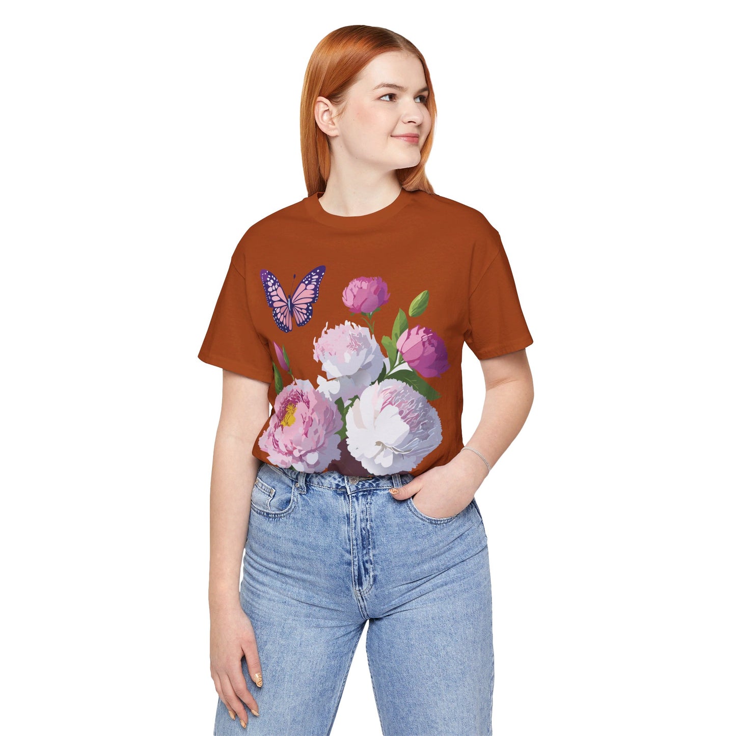 T-shirt en coton naturel avec fleurs