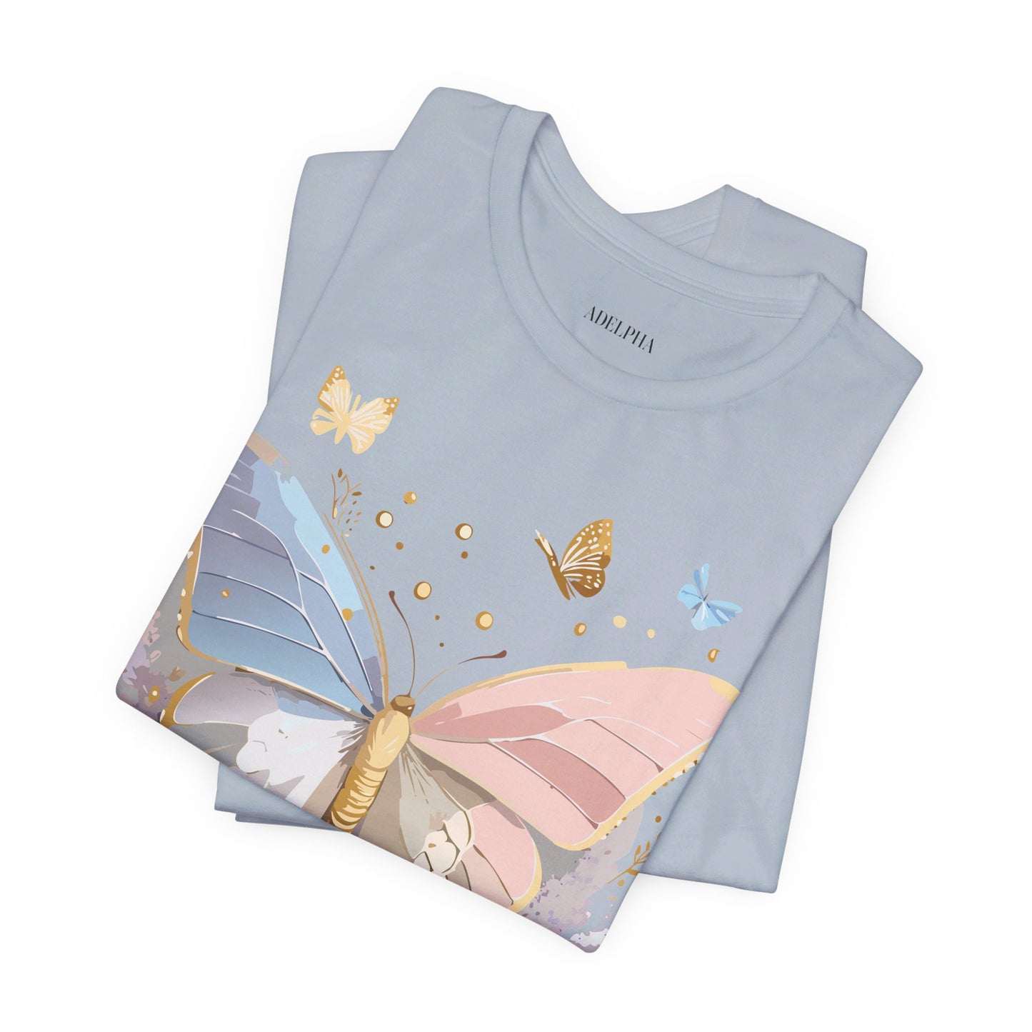 Natural Cotton Tee Shirt with Butterfly