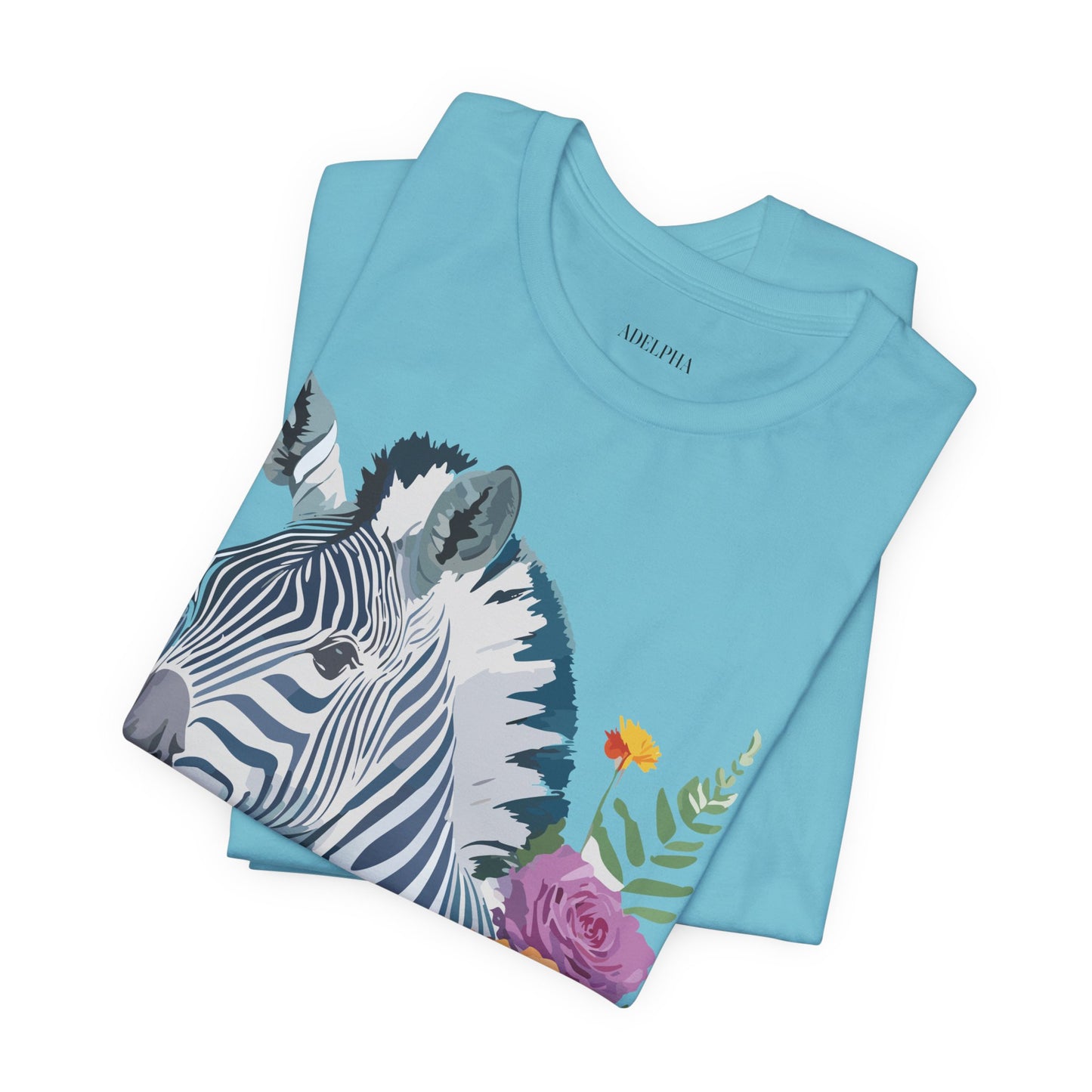 Natural Cotton Tee Shirt with Zebra