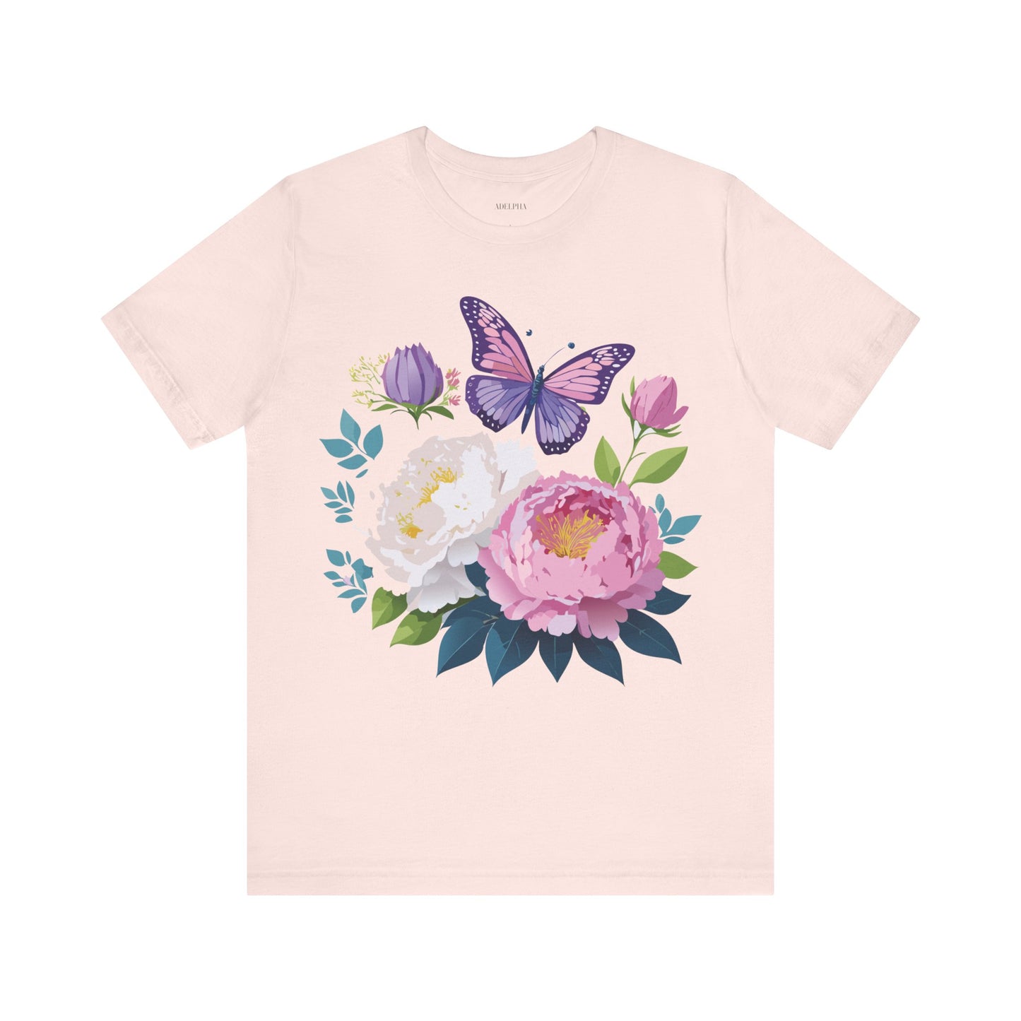 Natural Cotton Tee Shirt with Flowers