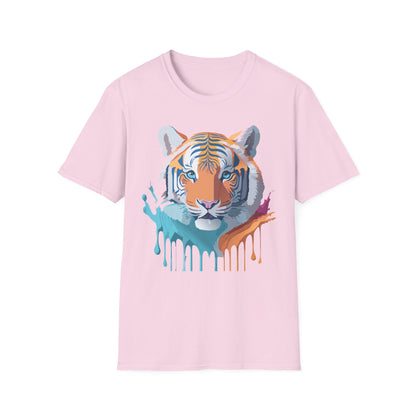 Tiger Print Shirt Unisex Softstyle Tee 100 Percent Ring Spun Cotton