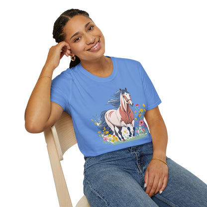 Unisex Horse Tee Softstyle Cotton Shirt With Animals Design Graphic