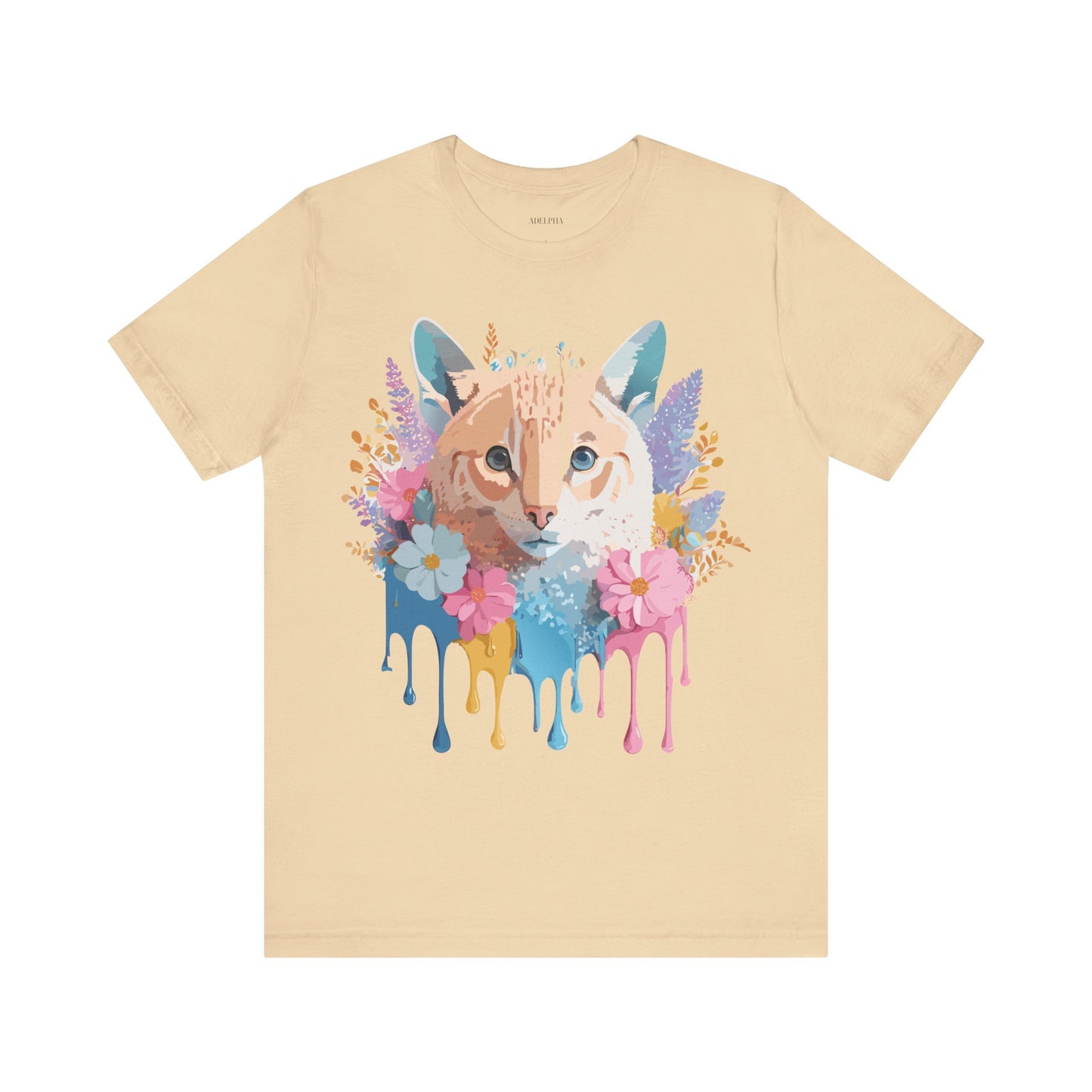 Natural Cotton Tee Shirt with Cat