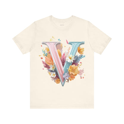 Natural Cotton Tee Shirt - Letters Collection - V Printify