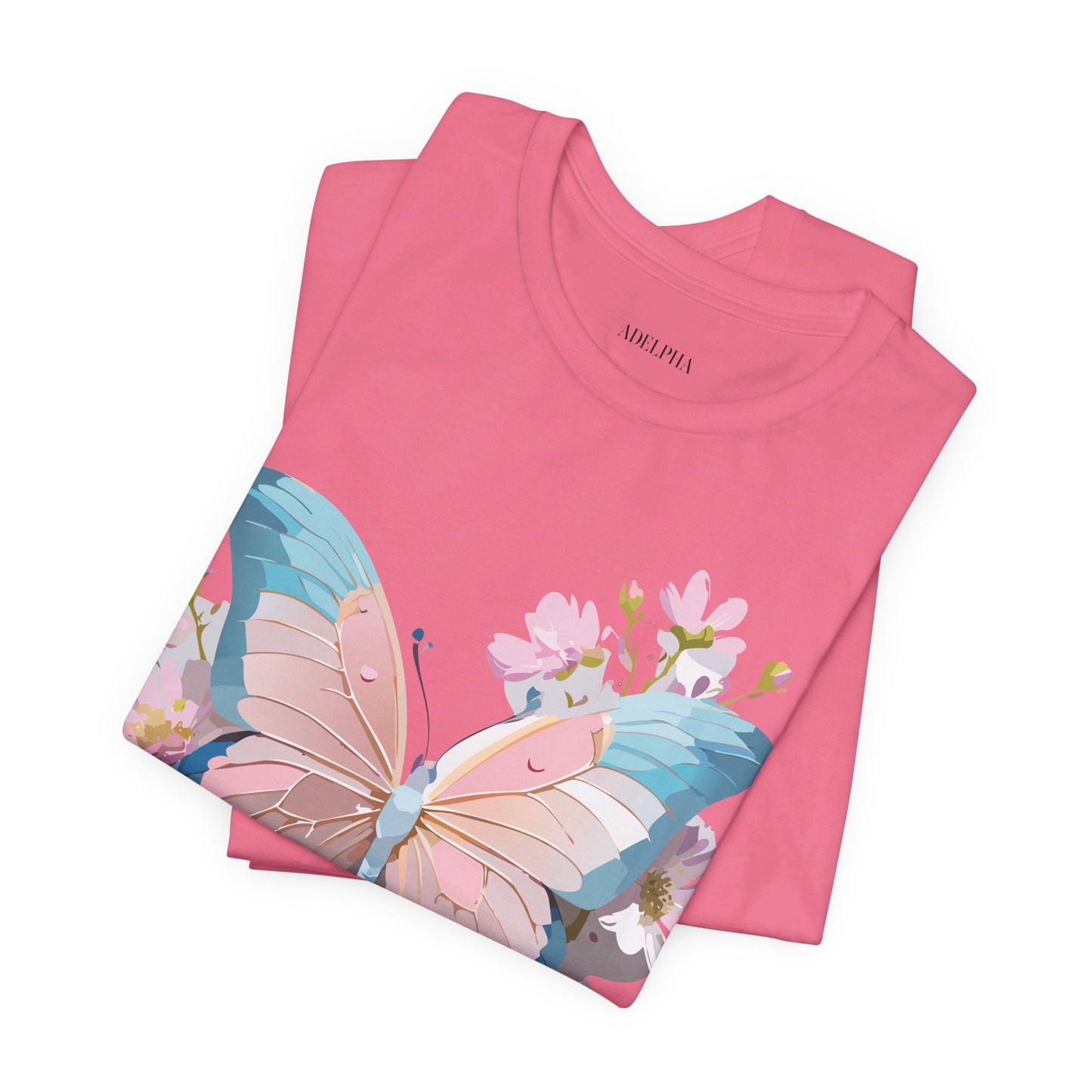 Natural Cotton Tee Shirt with Butterfly