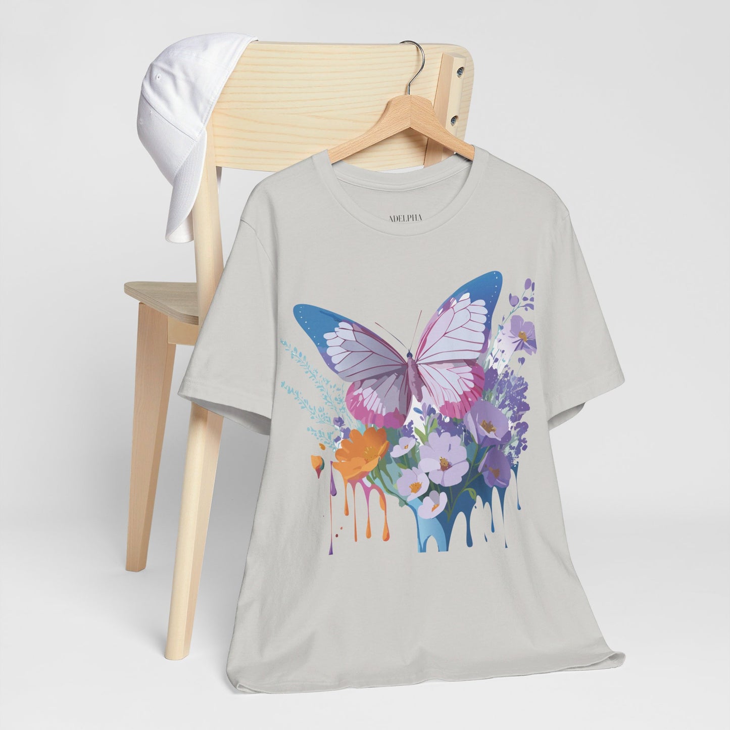 Natural Cotton Tee Shirt with Butterfly