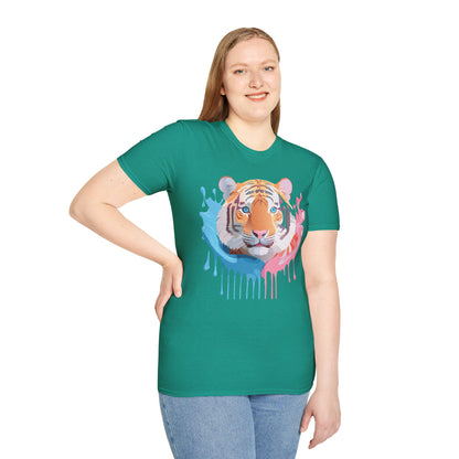 Tiger Shirt Unisex Animal Print Tee Gildan Softstyle 64000 Cotton