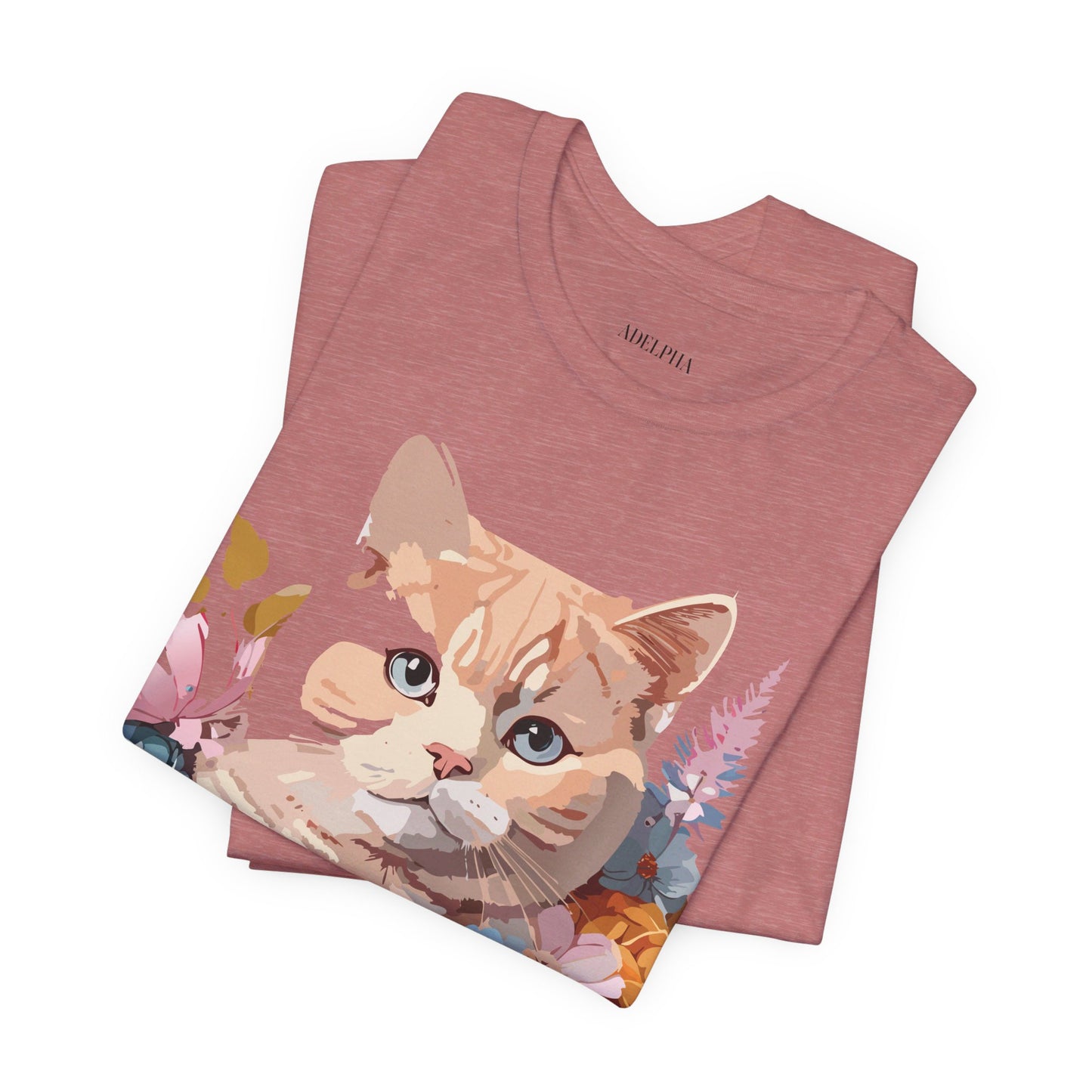 Natural Cotton Tee Shirt with Cat