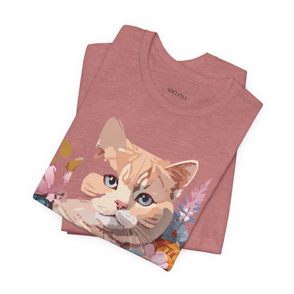 Natural Cotton Tee Shirt with Cat Printify