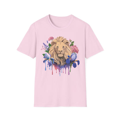 Unisex Softstyle Lion Shirt Floral Lion Tee Animal Print Graphic Tee
