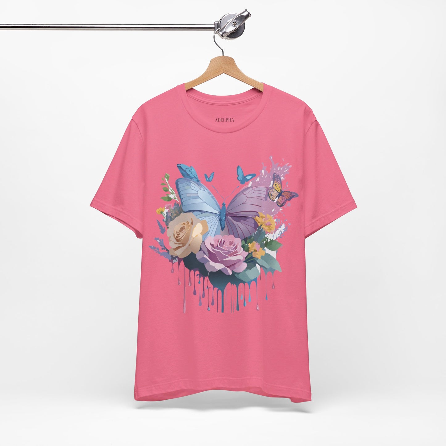 Natural Cotton Tee Shirt with Butterfly