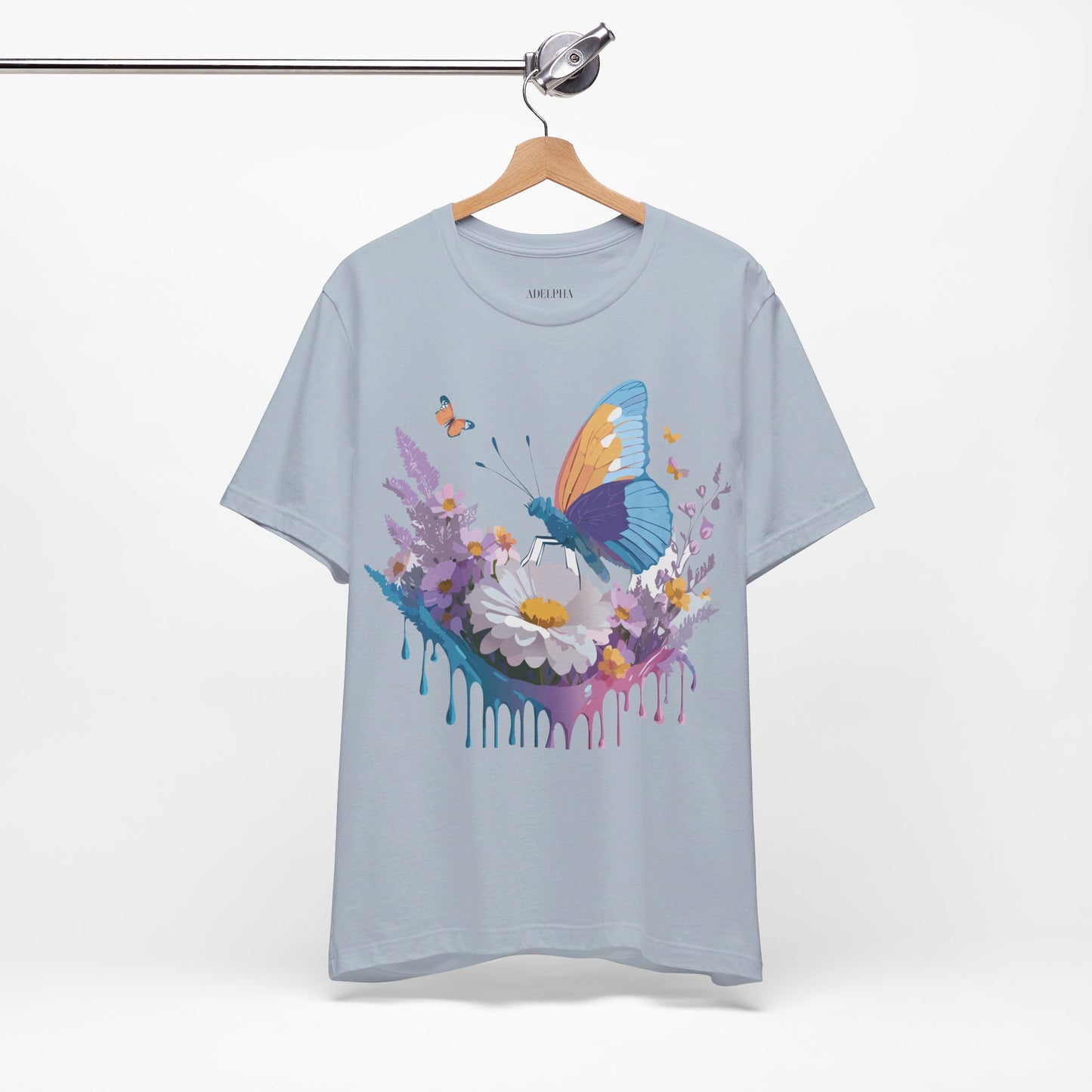 Natural Cotton Tee Shirt with Butterfly