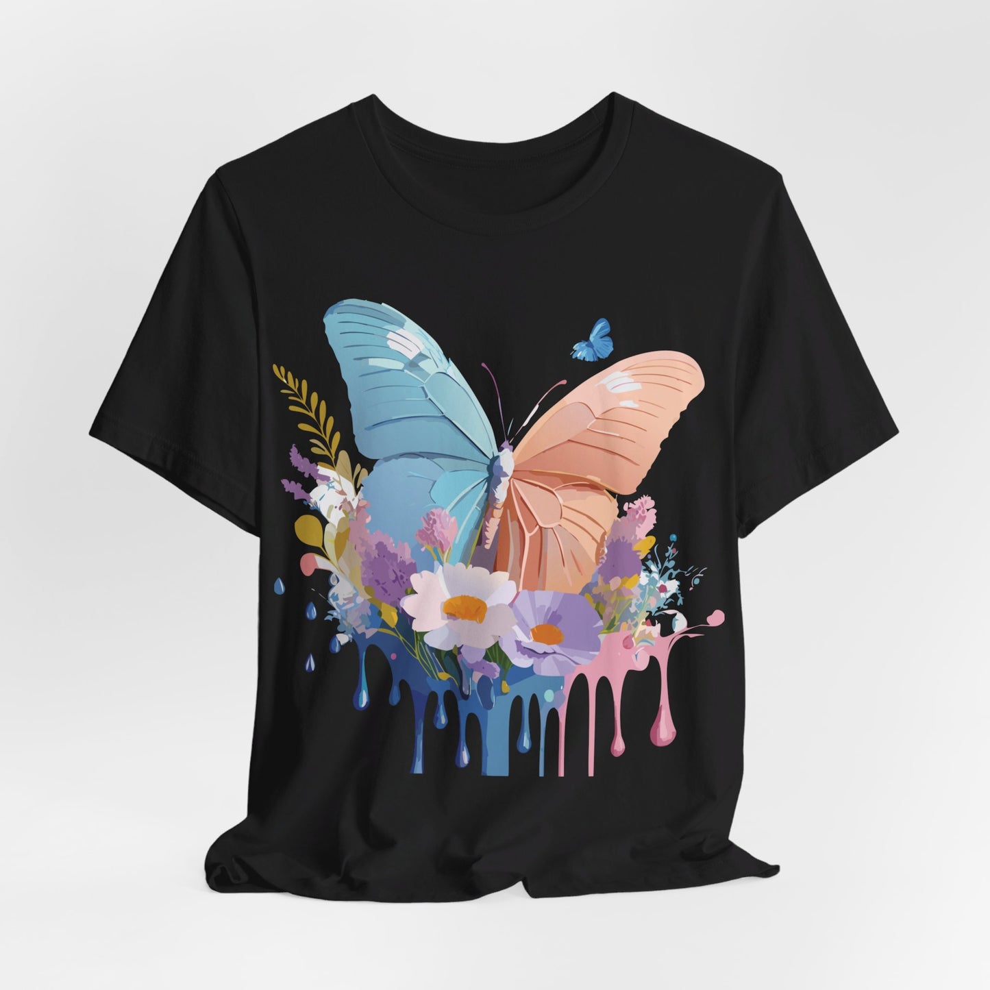 Natural Cotton Tee Shirt with Butterfly