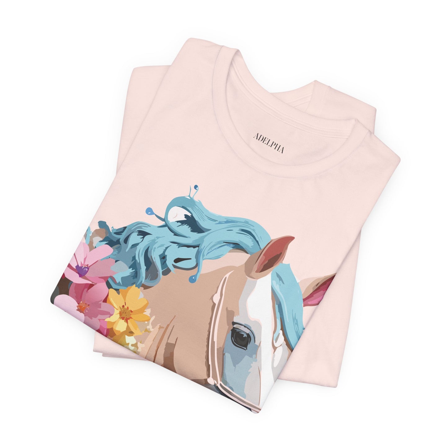 Natural Cotton Tee Shirt with Horse