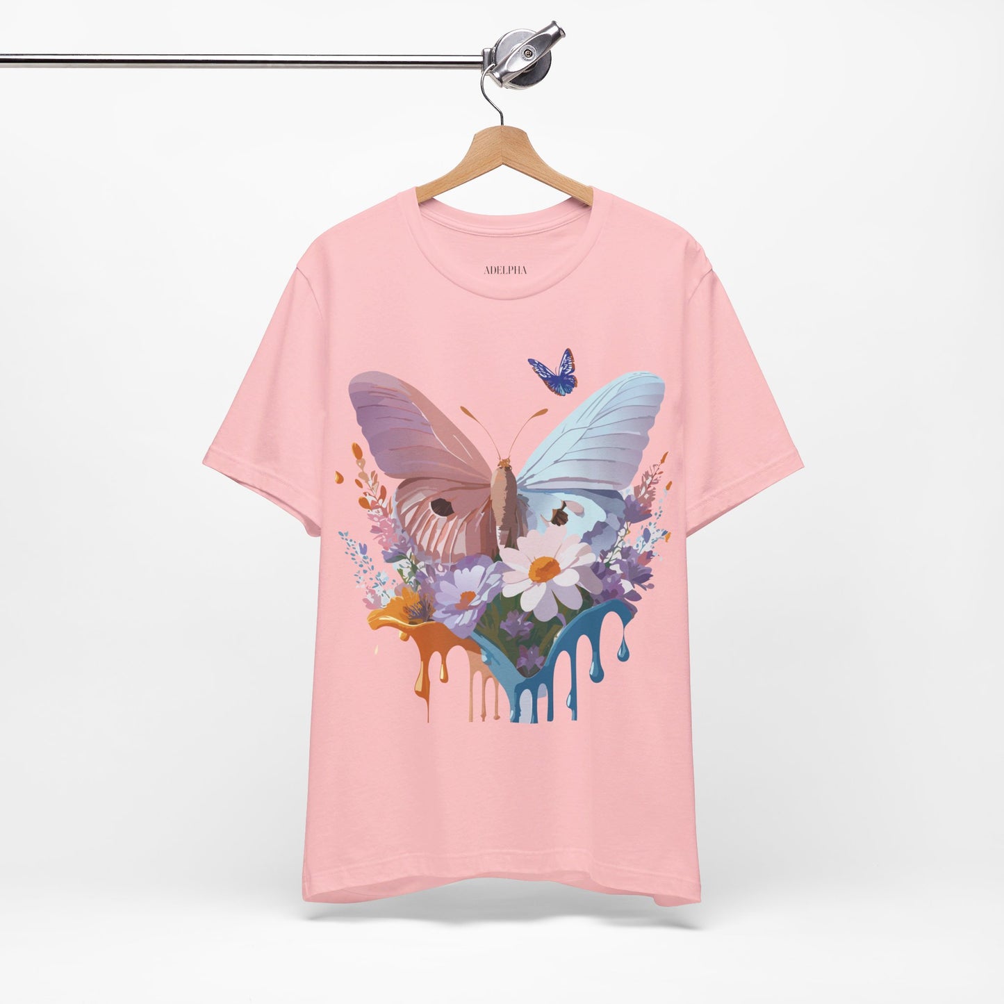 Natural Cotton Tee Shirt with Butterfly