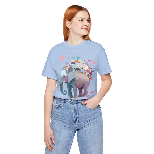 Natural Cotton Tee Shirt with Elephant Printify