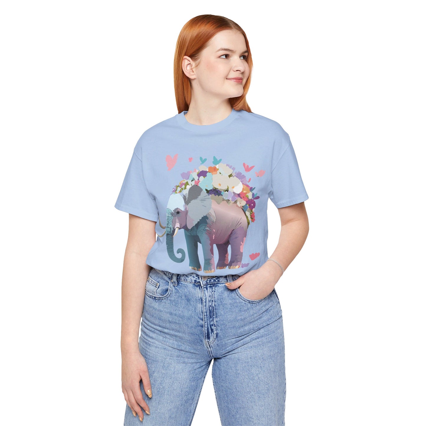 T-shirt en coton naturel avec motif éléphant