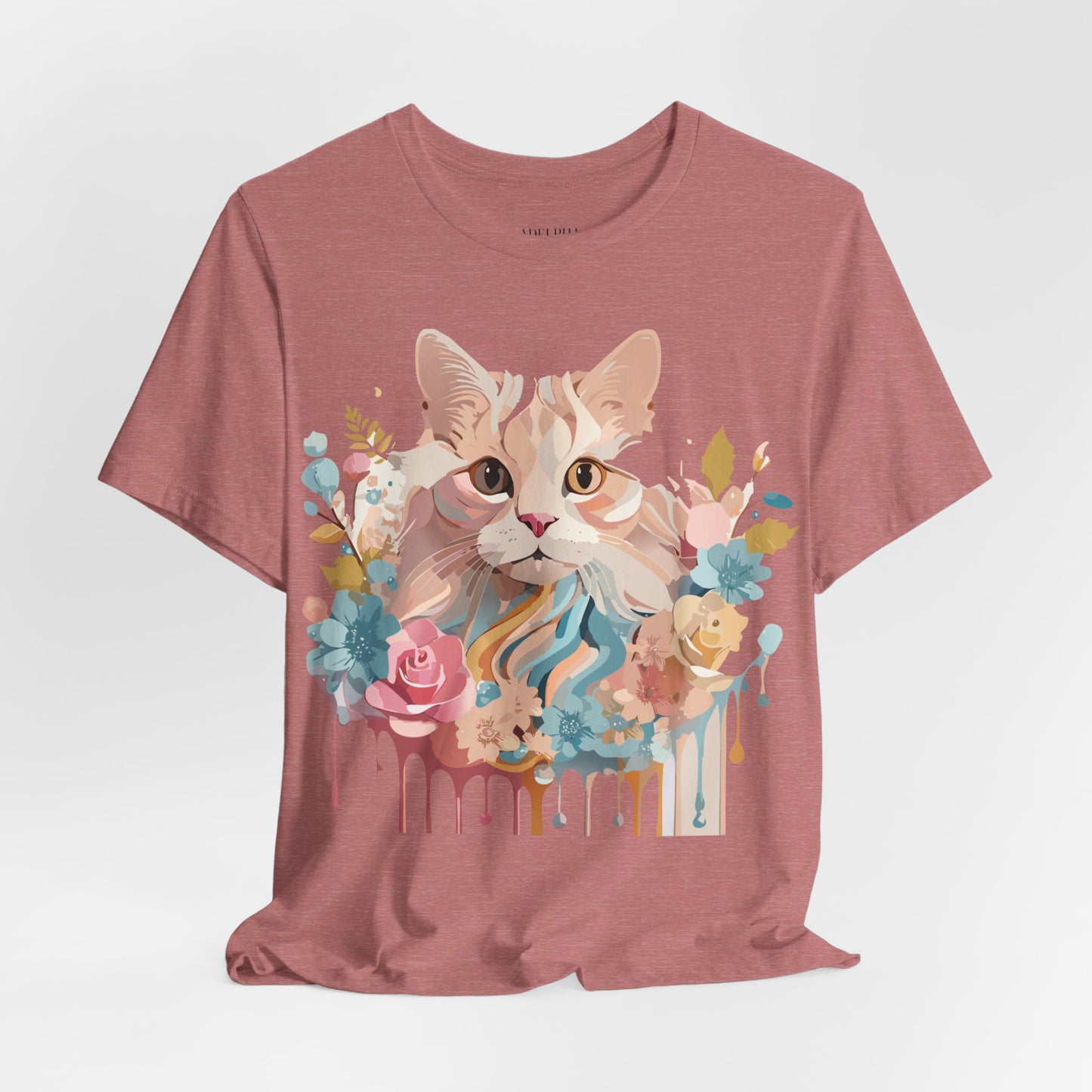 Natural Cotton Tee Shirt with Cat