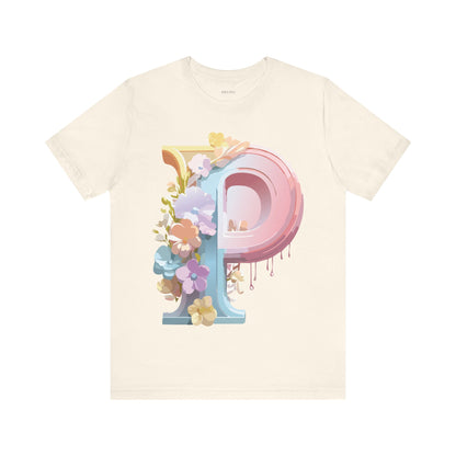 Natural Cotton Tee Shirt - Letters Collection - P Printify