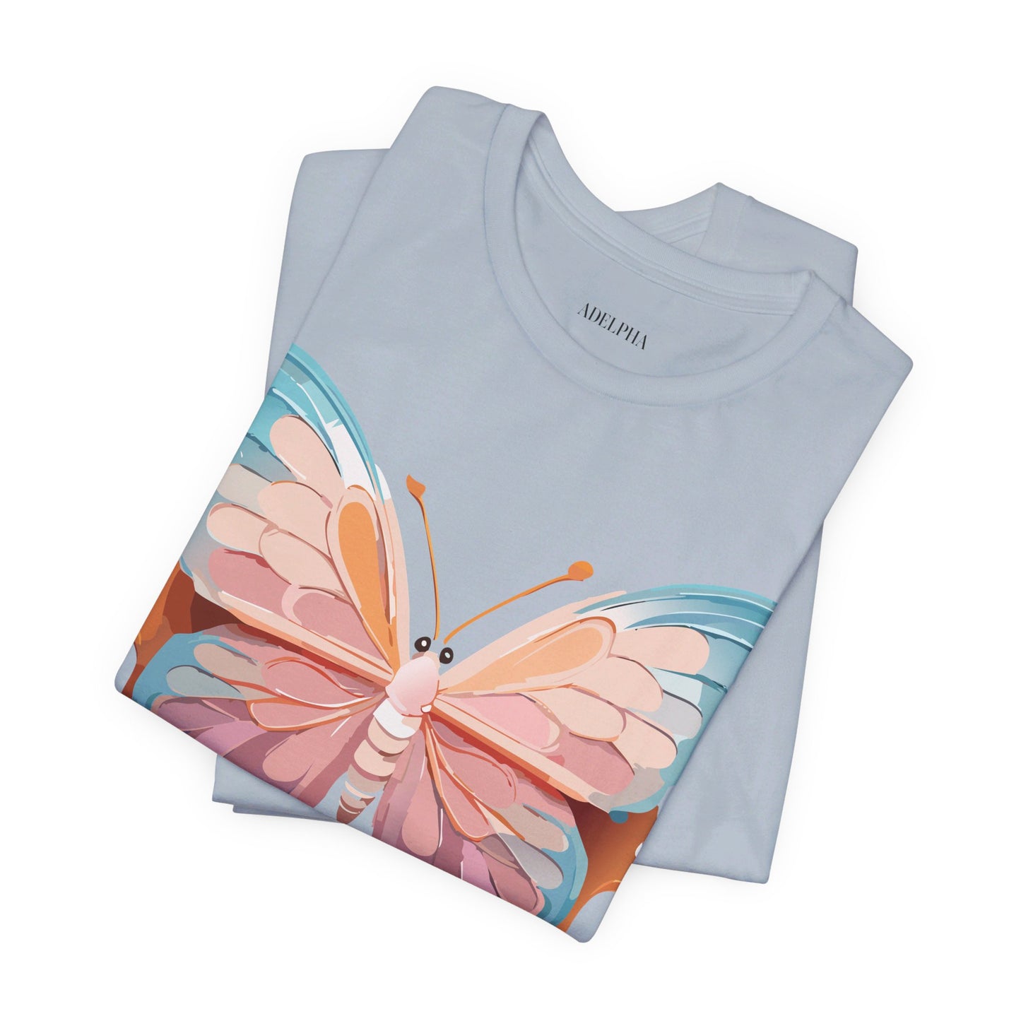 Natural Cotton Tee Shirt with Butterfly